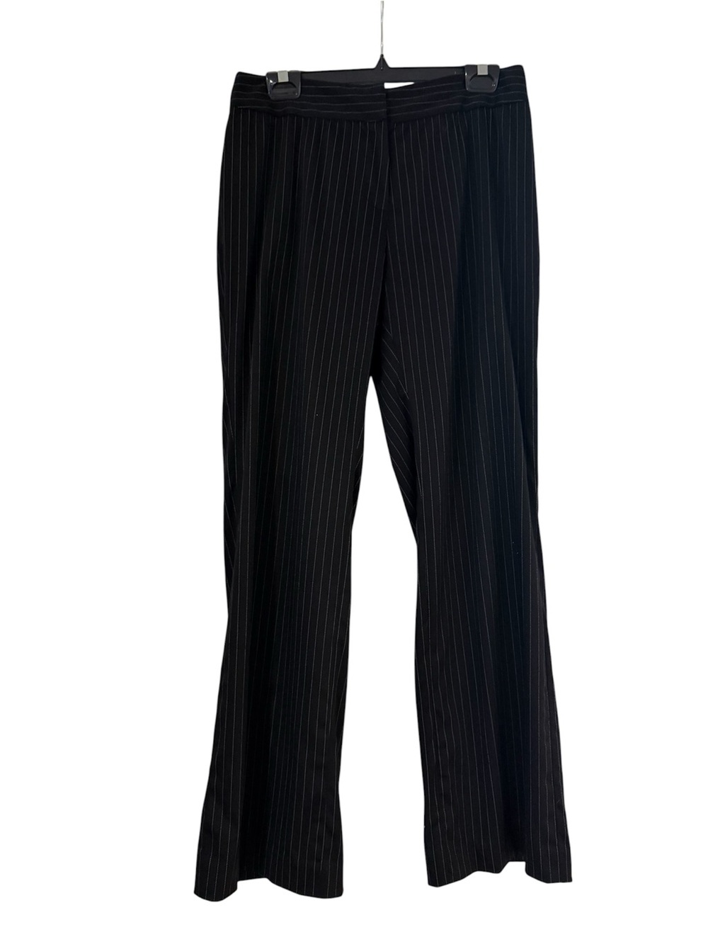 Anne Klein Black Pinstripe Women's Pant Suit - Two-Button Blazer & Trousers - Picture 4 of 5
